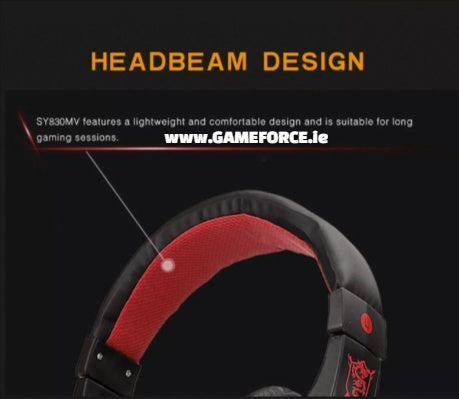 HEADSET - PC-LINK SY830mv - RED / Black Gaming Headset USB WIRED With Luminous Red