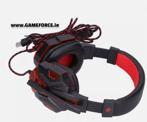 HEADSET - PC-LINK SY830mv - RED / Black Gaming Headset USB WIRED With Luminous Red