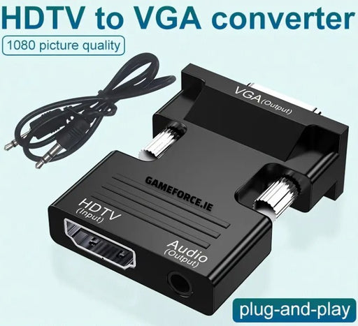 ADAPTER CONVERTER - ARES HDTV To VGA Adapter Converter With Audio  HDTV Source Output To TV/Monitor With VGA Connector), Active Female HDTV In Male VGA 1080p Video Dongle Adaptor For Computer, Laptop, Projector-with 3.5mm Stereo Cable Included!