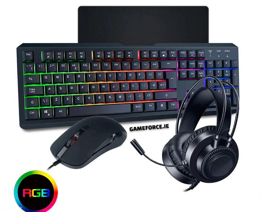 CiT rainbow RGB gaming combo  4-1 KIT - Keyboard - Mouse - Headset - Mouse Mat - GAMEFORCE.IE