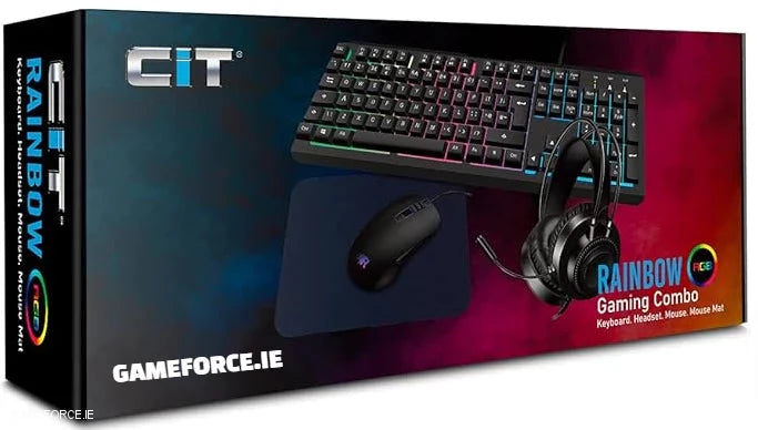 CiT rainbow RGB gaming combo  4-1 KIT - Keyboard - Mouse - Headset - Mouse Mat - GAMEFORCE.IE