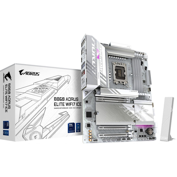 GIGABYTE B860 AORUS ELITE WIFI7 ICE Motherboard - Intel Core Ultra Series CPUs