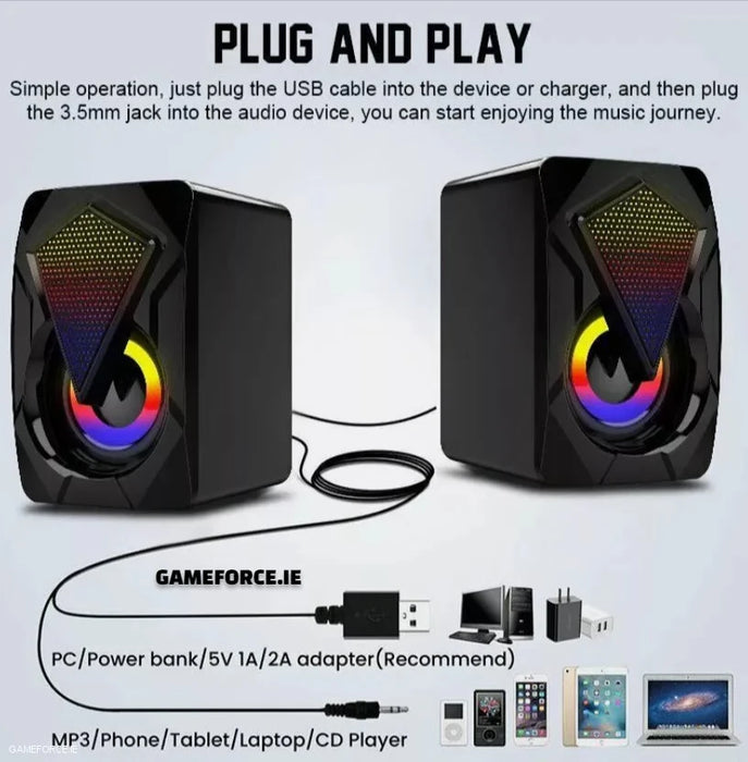 PC-LINK K10 Prime USB wired Gaming Speakers RGB