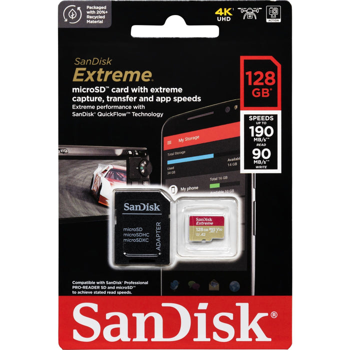 CARD 128GB SanDisk Extreme micro SDXC 190MB / s +Adapter