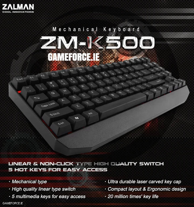 Zalman ZM-K500 Mechanical Keyboard - GAMEFORCE.IE Irelands PC Builders